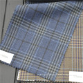 Windowpane Plaid Fabric brown yellow blue polyester wool fabric for men's suit jacket